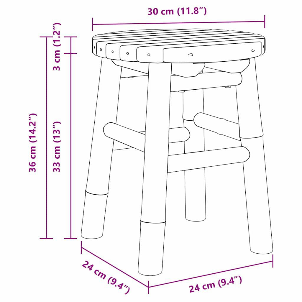 Hocker Bambus Natur 30 X 30 X 36 Cm Bambus
