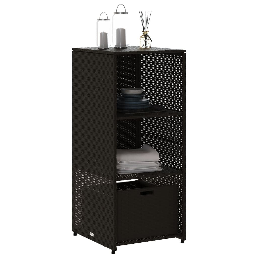 Gartenschrank Schwarz 50X55X115 Cm Poly Rattan