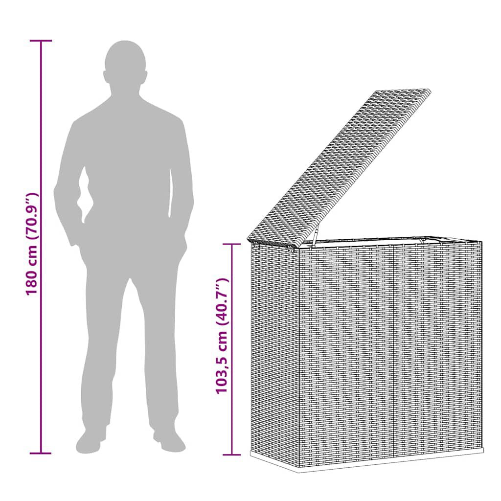 Garten-Kissenbox PE Rattan 100X49X103,5 Cm Schwarz