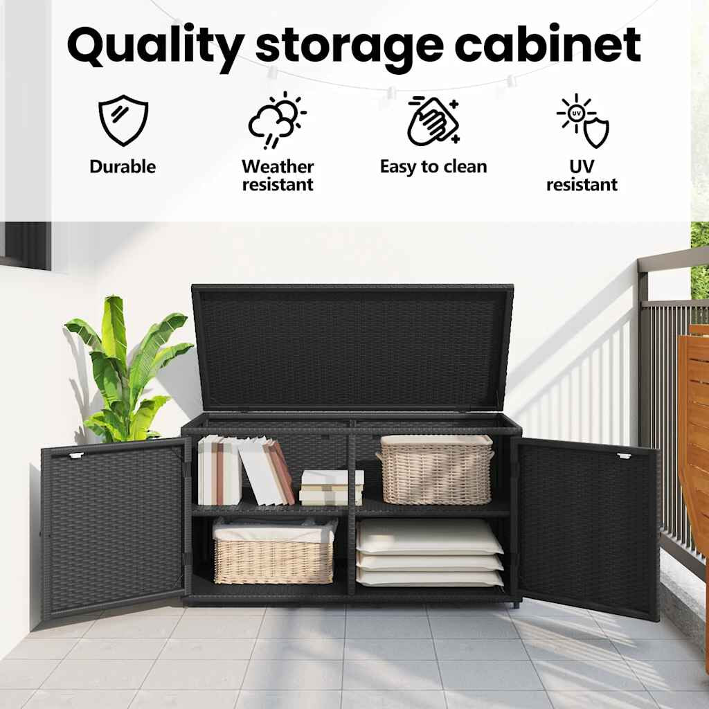 Gartenschrank Schwarz 110X55X60,5 Cm Poly Rattan