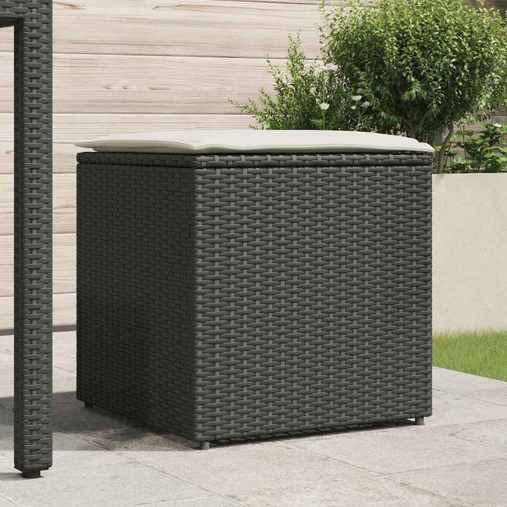 Kissenbox Mit Speicher Schwarz 50 X 50 X 50 Cm Poly-Rattan