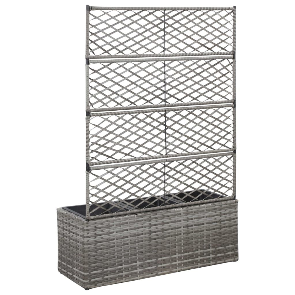 Hochbeet Mit Rankgitter 3 Töpfe 83×30×130Cm Poly Rattan Grau