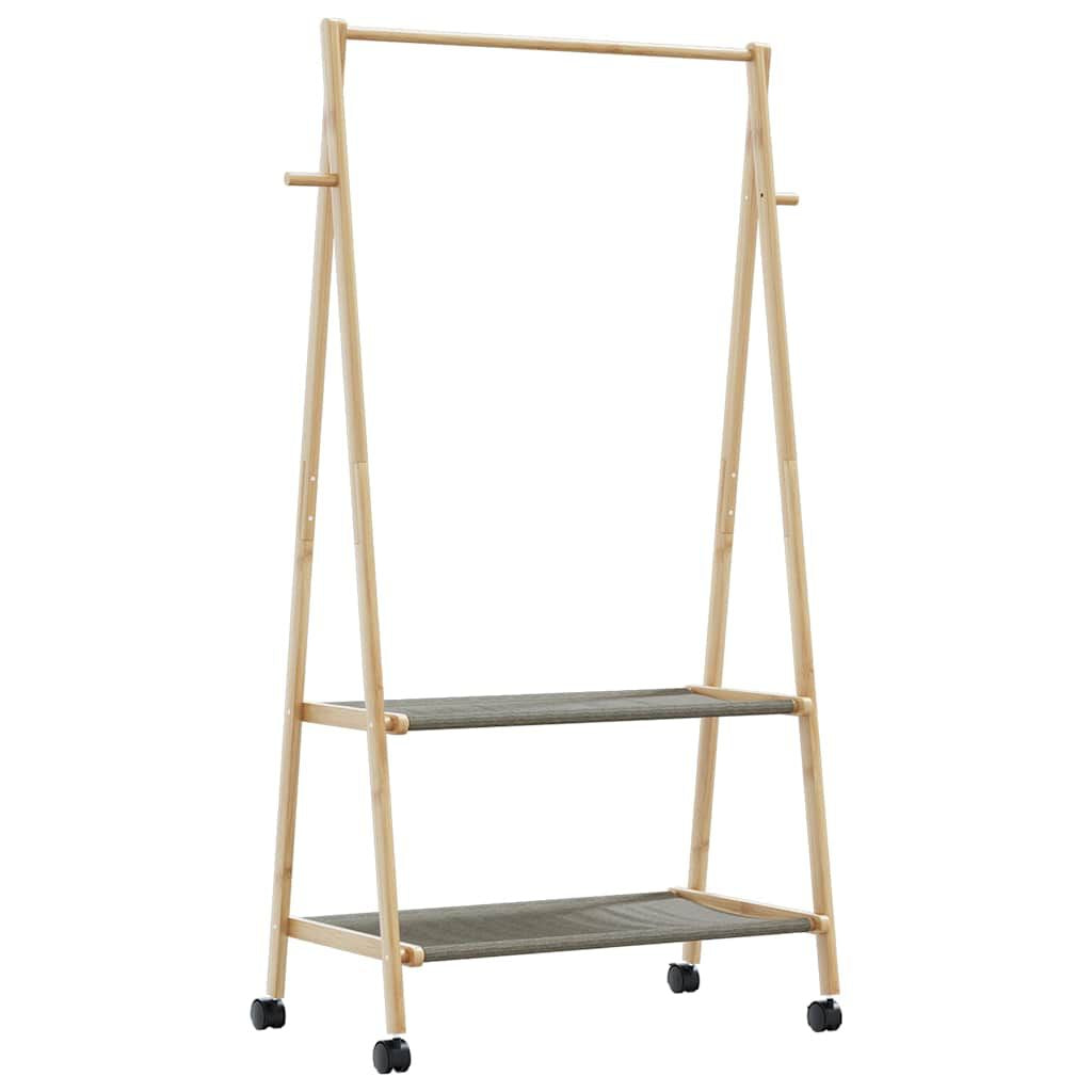 Kleiderständer Mit Ablagen Und Rollen 96X45,5X155,5 Cm Bambus