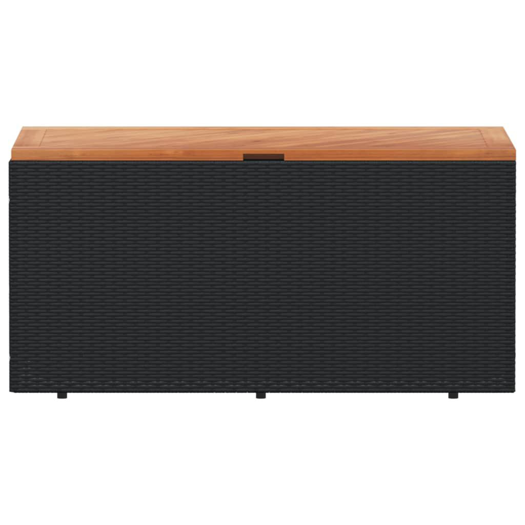 Gartentruhe Schwarz 110X50X54 Cm Poly Rattan Akazienholz