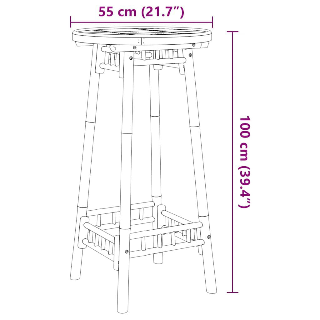 Garten-Bartisch Rund Ø55X100 Cm Bambus