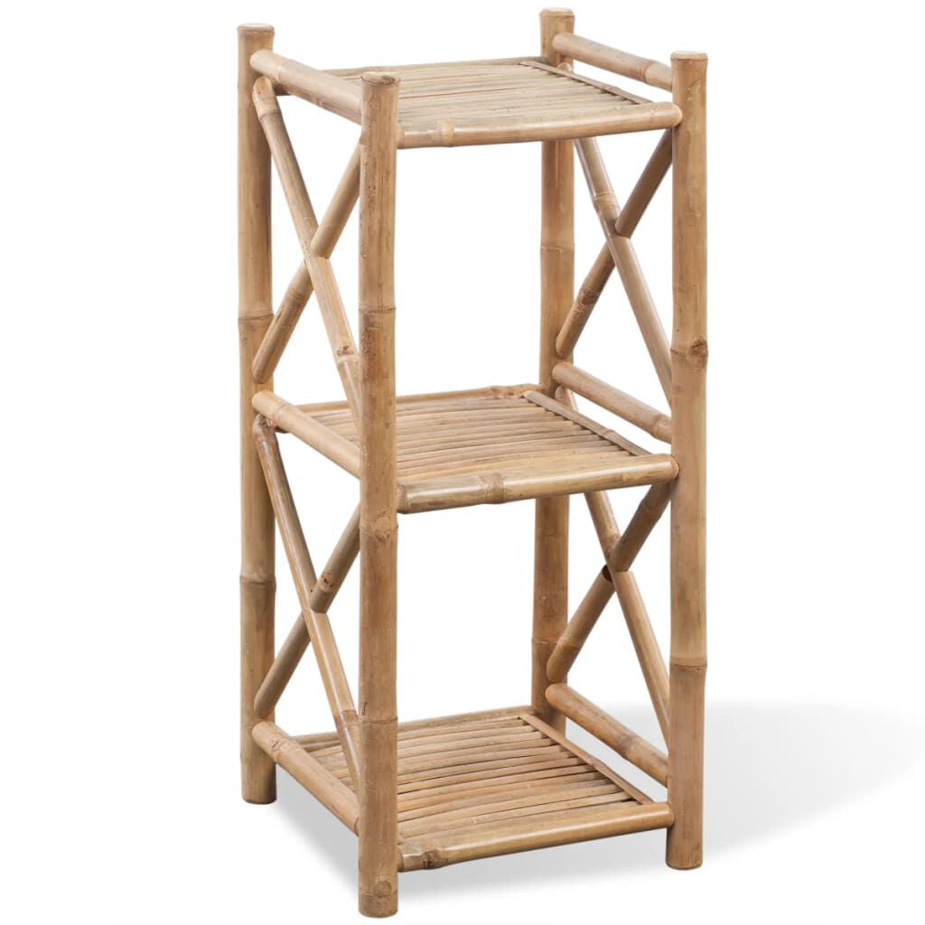 Standregal Mit 3 Böden Quadratisch Bambus