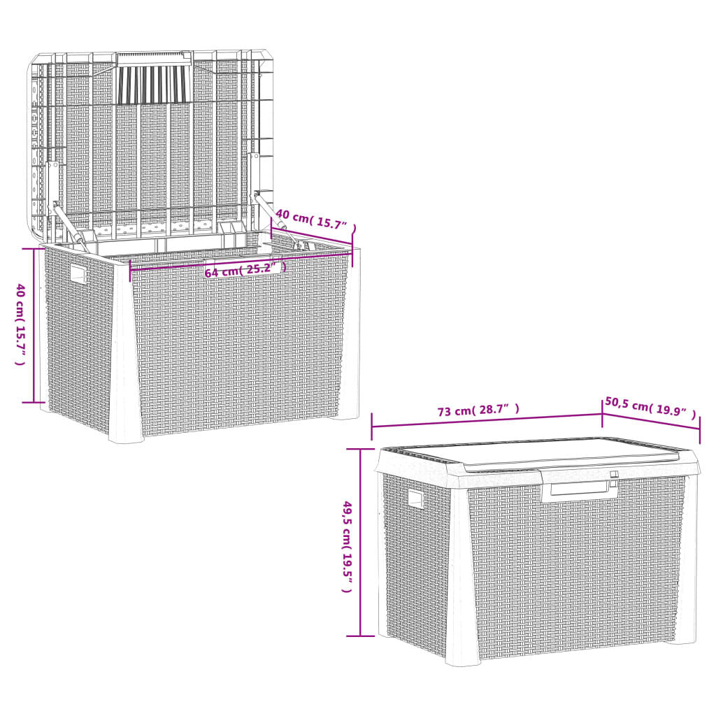 Gartentruhe Mit Sitzkissen Braun 125 L PP