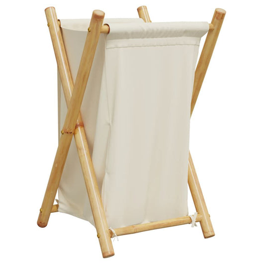 Wäschekorb Cremeweiß 41,5X36X63,5 Cm Bambus
