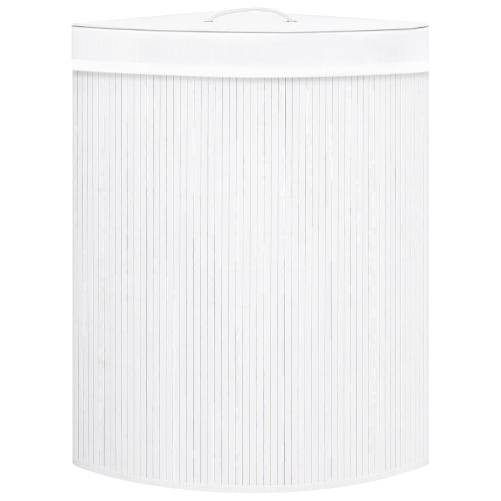 Eck-Wäschekorb Bambus Weiß 60 L