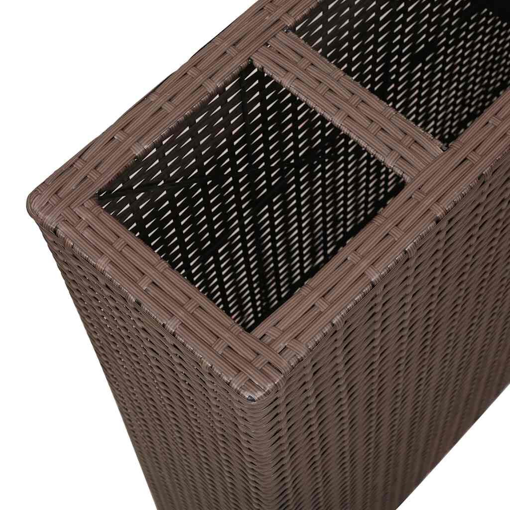 Garten-Hochbeet Mit 4 Töpfen Poly Rattan Braun