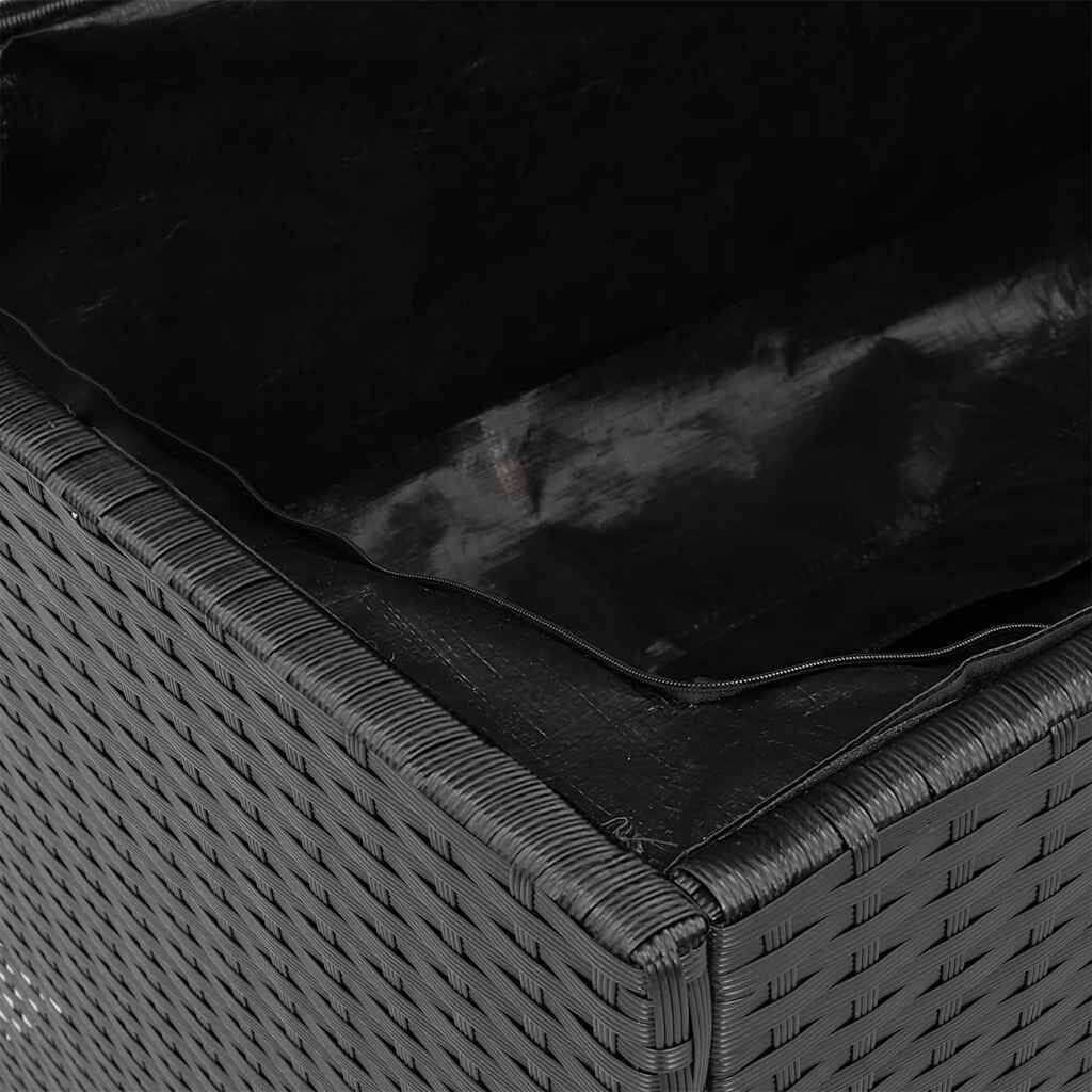 Gartentruhe Schwarz 110X50X54 Cm Poly Rattan Akazienholz