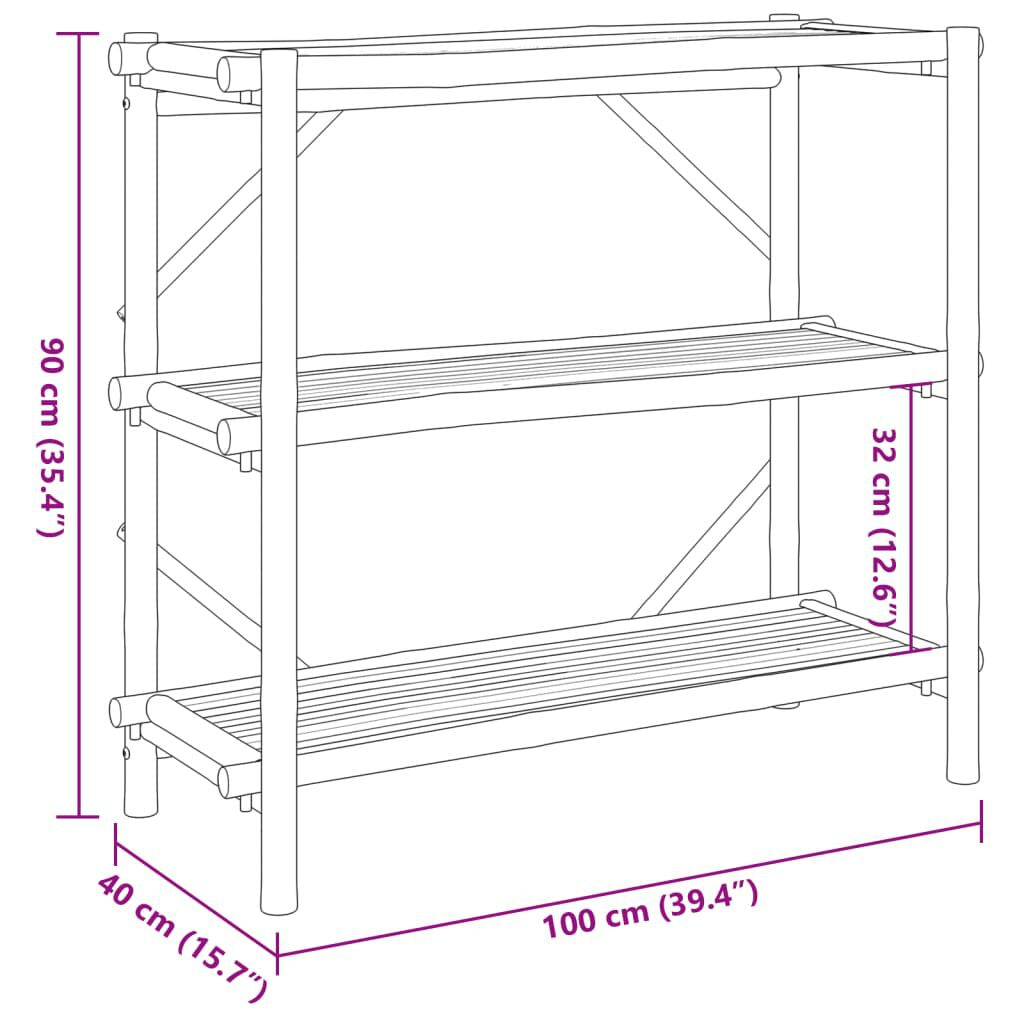 Regal Mit 3 Böden 100X40X90 Cm Bambus