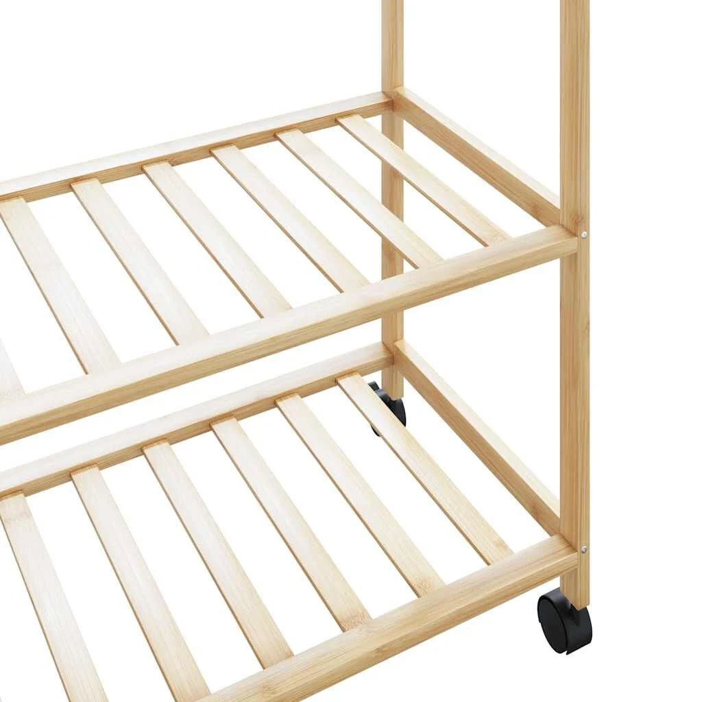 Kleiderständer Mit Ablagen Und Rollen 110X40X180 Cm Bambus