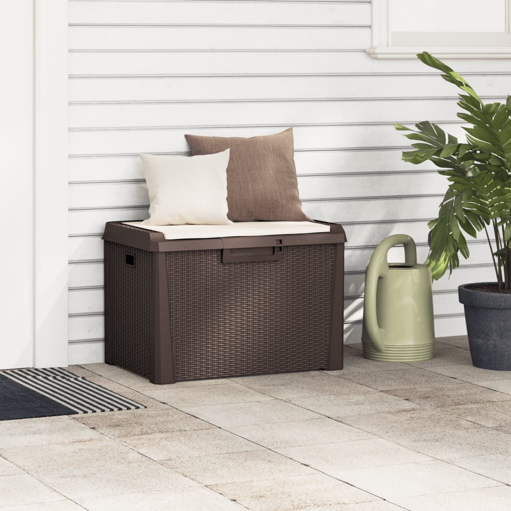Gartentruhe Mit Sitzkissen Braun 125 L PP