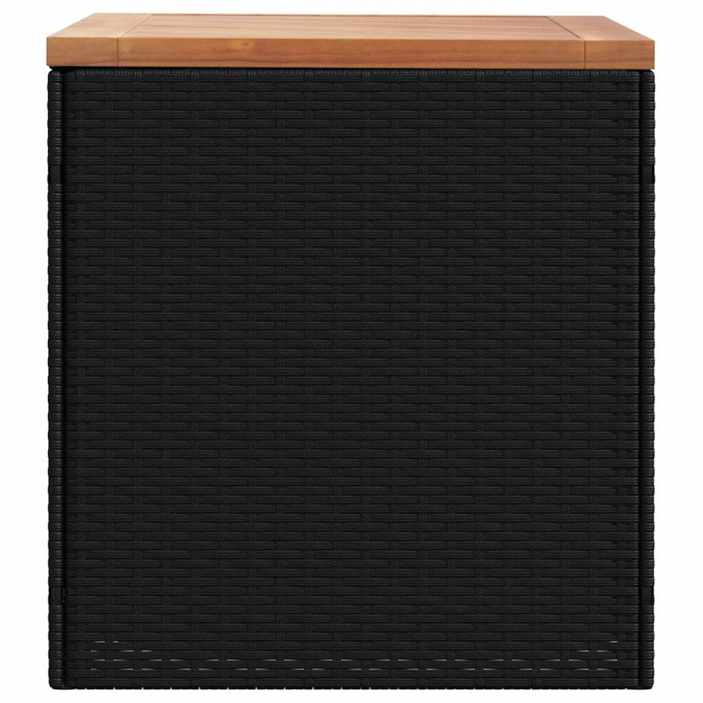 Gartentruhe Schwarz 110X50X54 Cm Poly Rattan Akazienholz