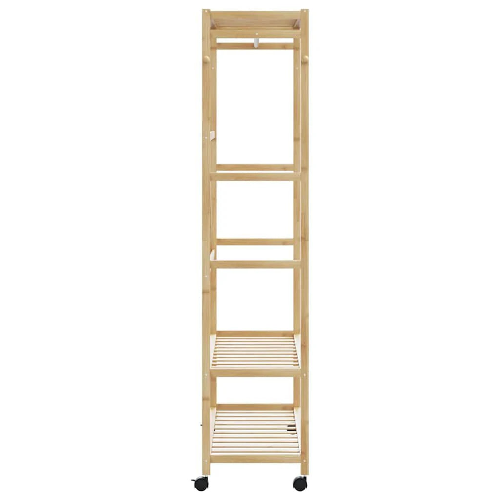 Kleiderständer Mit Ablagen Und Rollen 110X40X180 Cm Bambus