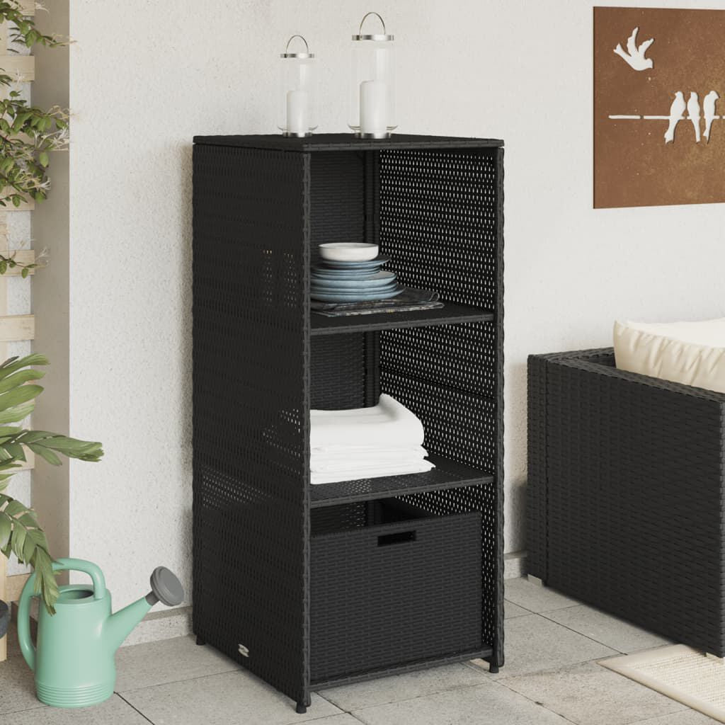 Gartenschrank Schwarz 50X55X115 Cm Poly Rattan