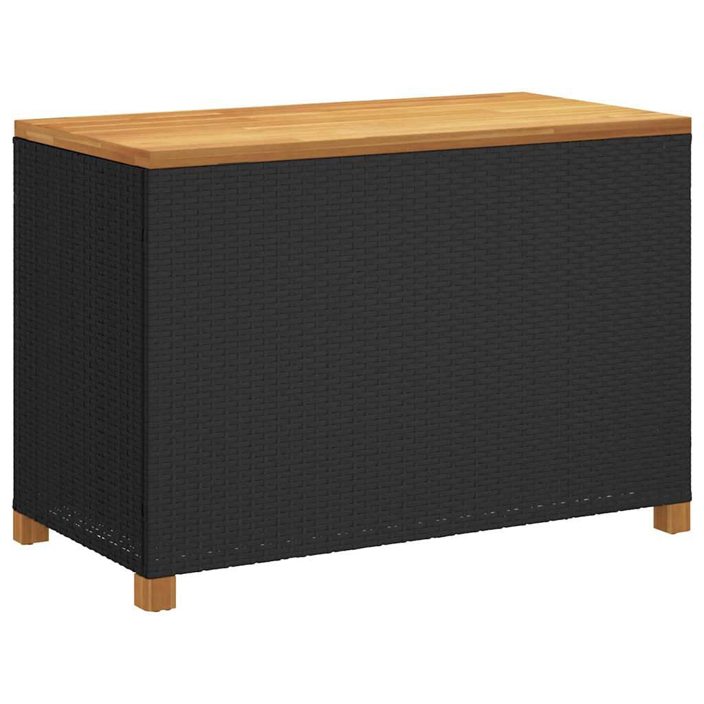 Gartentruhe Schwarz 110X55X63 Cm Poly Rattan Akazienholz