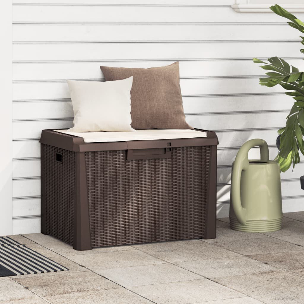 Gartentruhe Mit Sitzkissen Braun 125 L PP