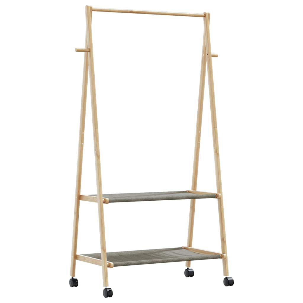 Kleiderständer Mit Ablagen Und Rollen 96X45,5X155,5 Cm Bambus