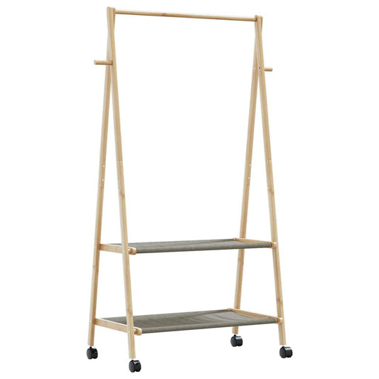 Kleiderständer Mit Ablagen Und Rollen 96X45,5X155,5 Cm Bambus