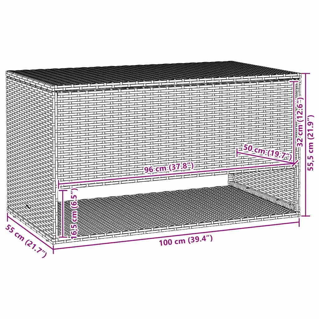 Outdoor-Kissenbox Beige 100X55X55,5 Cm Poly Rattan