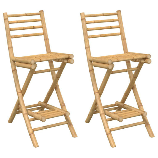 Outdoor-Barhocker Mit Fußstützen 2 Stk. Klappbar Bambus