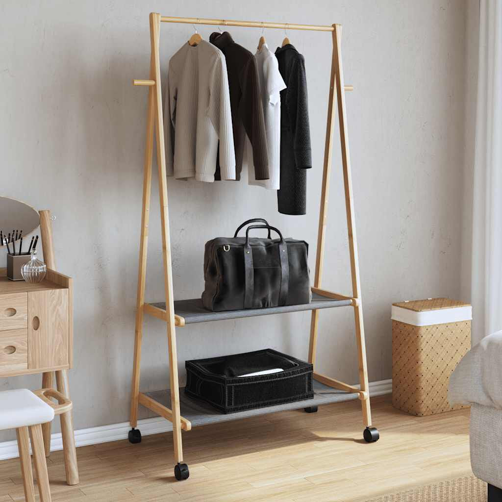 Kleiderständer Mit Ablagen Und Rollen 96X45,5X155,5 Cm Bambus