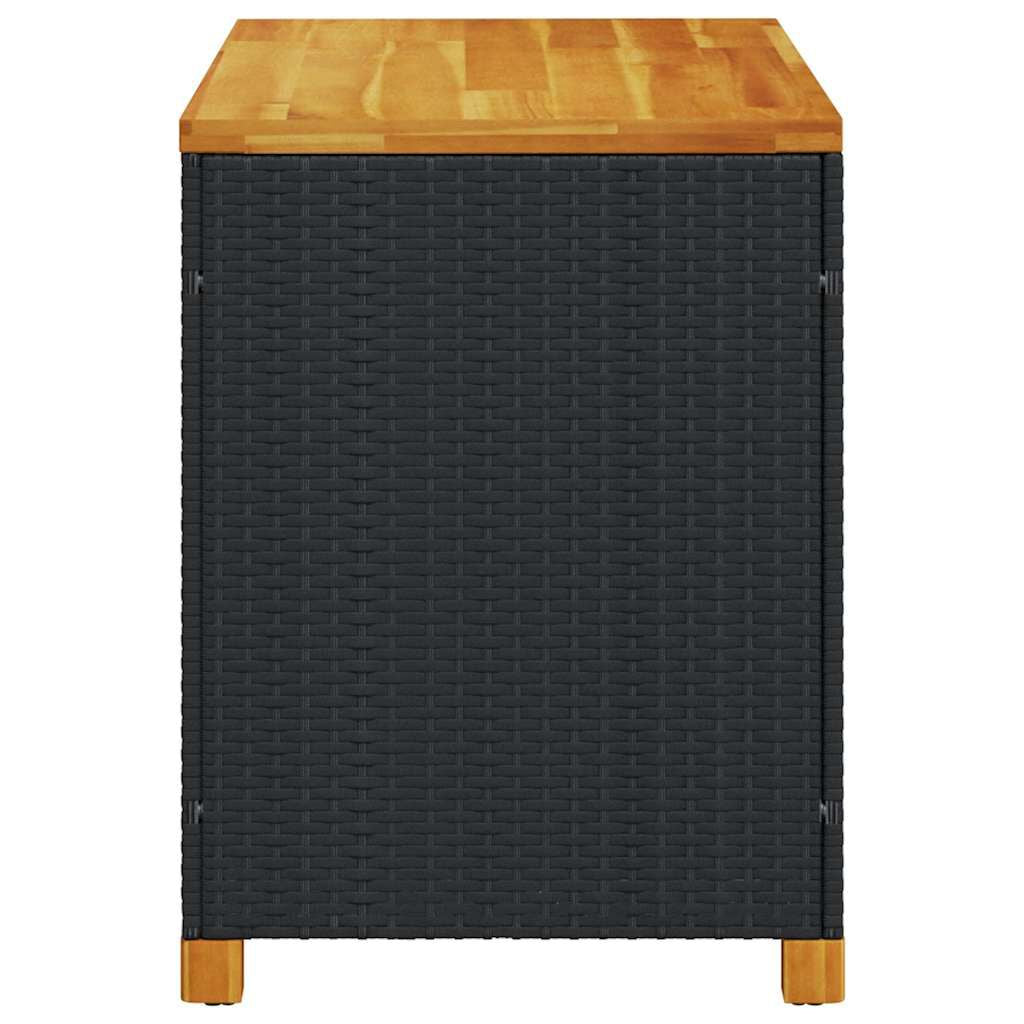 Gartentruhe Schwarz 110X55X63 Cm Poly Rattan Akazienholz