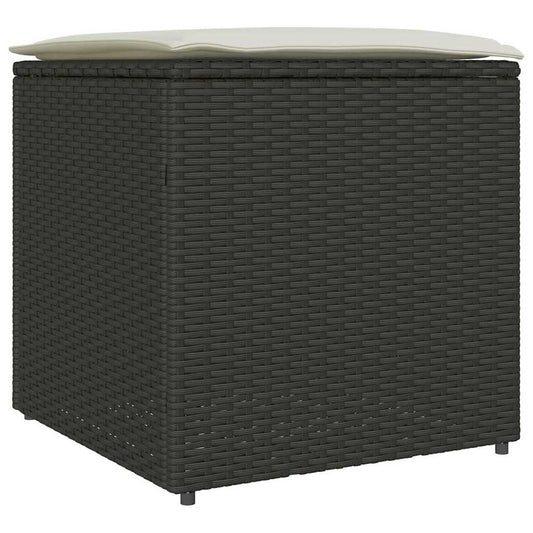 Kissenbox Mit Speicher Schwarz 50 X 50 X 50 Cm Poly-Rattan