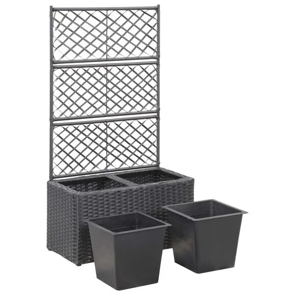 Polyrattan Planter Box with Trellis