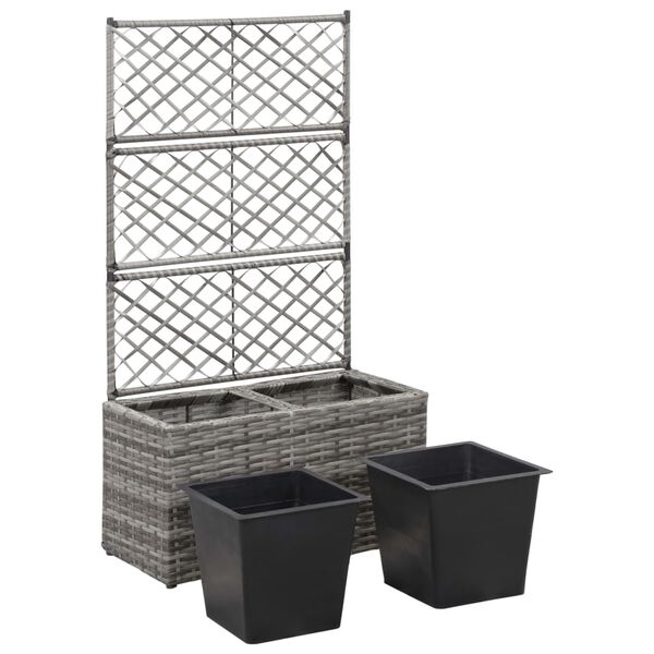 Polyrattan Planter Box with Trellis