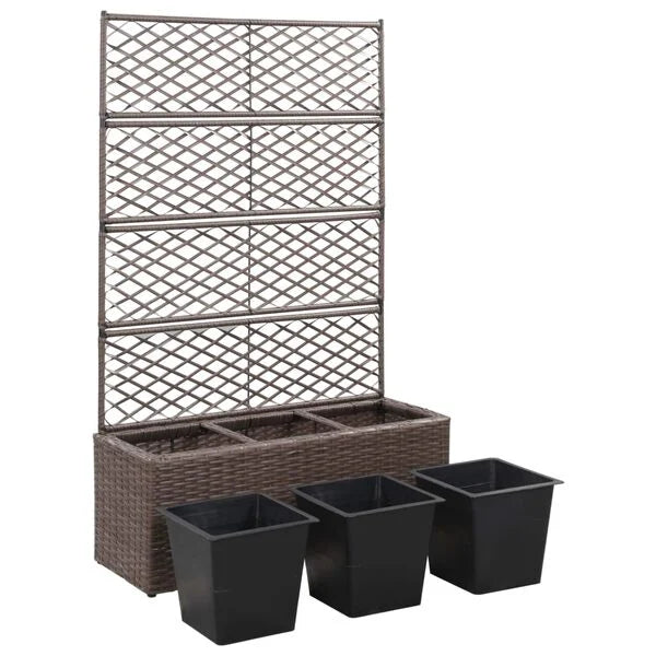 Polyrattan Planter Box with Trellis