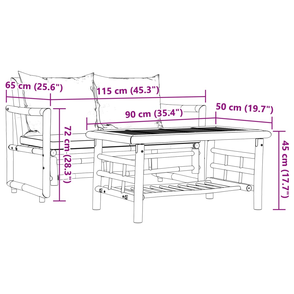 Bamboo Outdoor Sofa Set